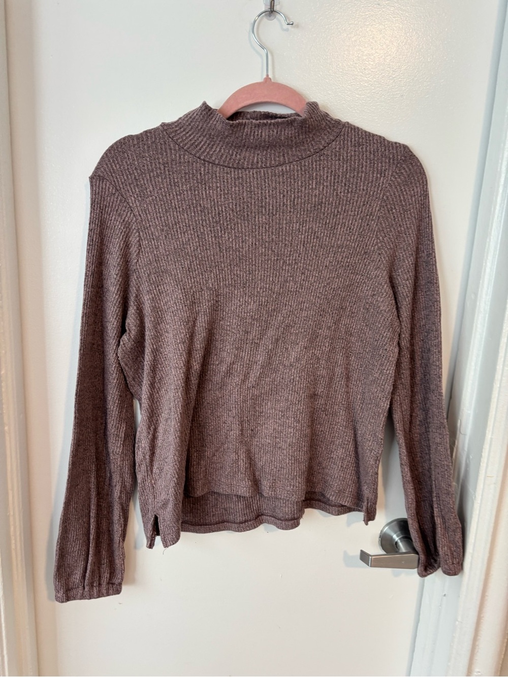 Madewell Brown Ribbed Mock Neck Sweater
